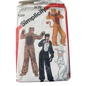 80s Simplicity 5739 Adults Animal Costume Size Small Sewing Pattern Cosplay CUT